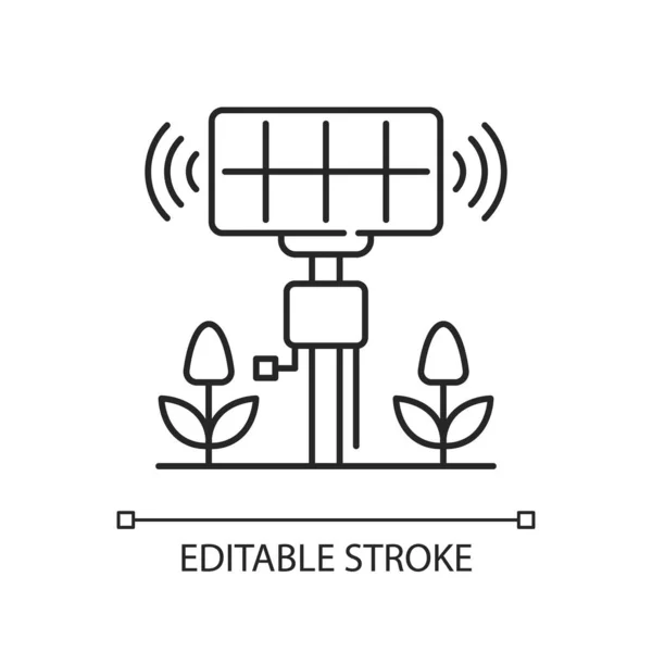 Smart Agriculture Sensors Linear Icon Precision Agrotechnology Farm Analyzing Systems — Stock Vector