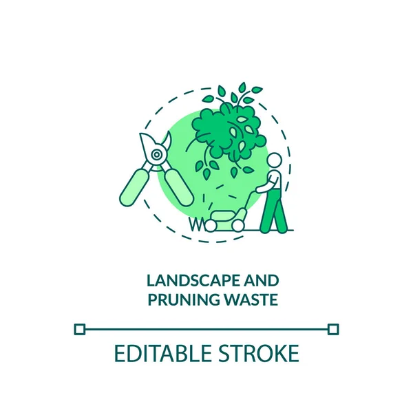 Landscape Pruning Waste Concept Icon Organic Waste Type Idea Thin — Stock Vector