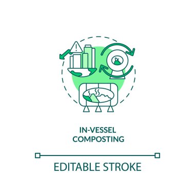 Taşıyıcı gübreleme konsepti simgesi. Gübreleme metodu fikri ince çizgi çizimi. Çürüyen organik madde. Yemek israfı. Vektör izole edilmiş RGB renk çizimi. Düzenlenebilir vuruş