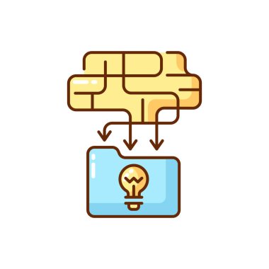 Bilgi RGB renk simgesi düzenleniyor. Sorunları çözmek için yaratıcı bir yol. Yaratıcılık gelişimi. Yaratıcı düşünme ve çözümler. Yüksek mantık yeteneği. İzole vektör illüstrasyonu