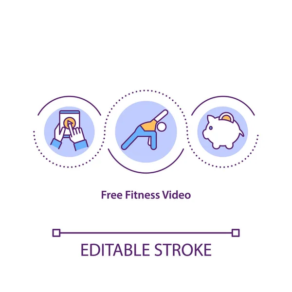 Free Fitness Video Concept Icon Getting Trial Training Program Part — Stock Vector