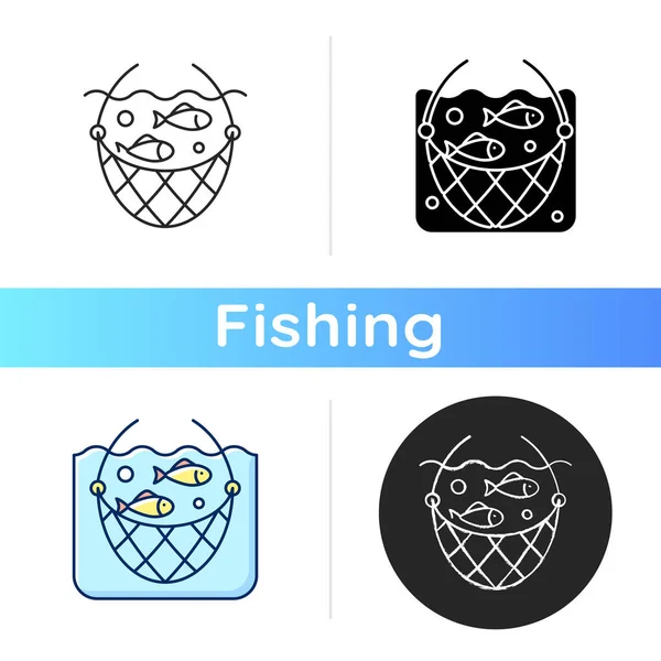 Symbol Für Fischernetze Kommerzielle Fanggeräte Ernte Von Meeresnahrung Angelausrüstung Hobby — Stockvektor