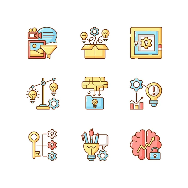 Creative Thinking Rgb Color Icons Set Taking Challenges Creativity Development — Stock Vector