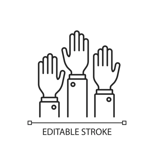Premium Vector  Handshake gesture linear icon thin line illustration shaking  hands emoji friends meeting agreement deal contract trust contour symbol  vector isolated outline drawing editable stroke