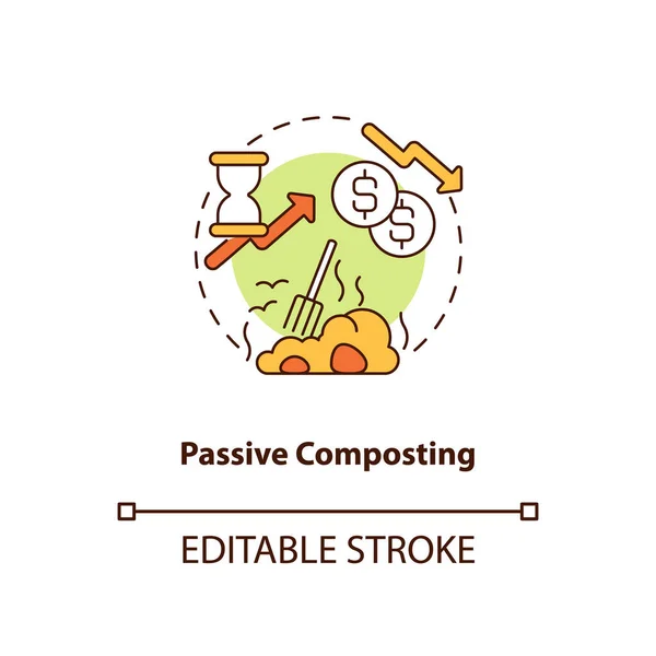 Icono Del Concepto Compostaje Pasivo Método Compostaje Idea Delgada Ilustración — Vector de stock