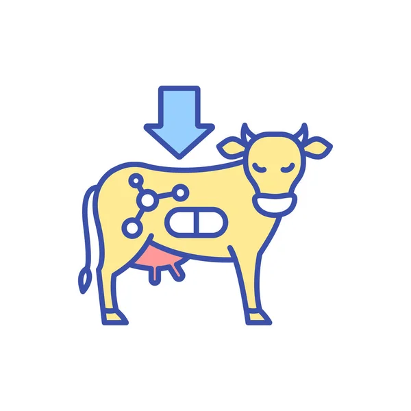 Growth Hormones Cattle Rgb Color Icon Livestock Animal Genetic Manipulation — Stock Vector