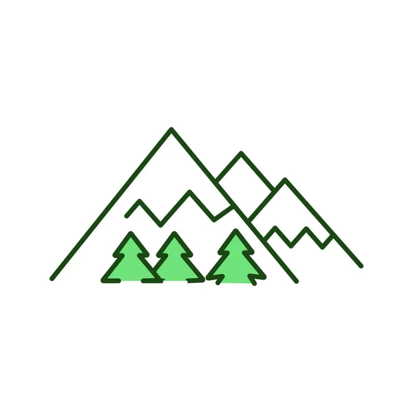 Montañas Icono Color Rgb Destino Para Recreación Invernal Tierras Altas — Vector de stock