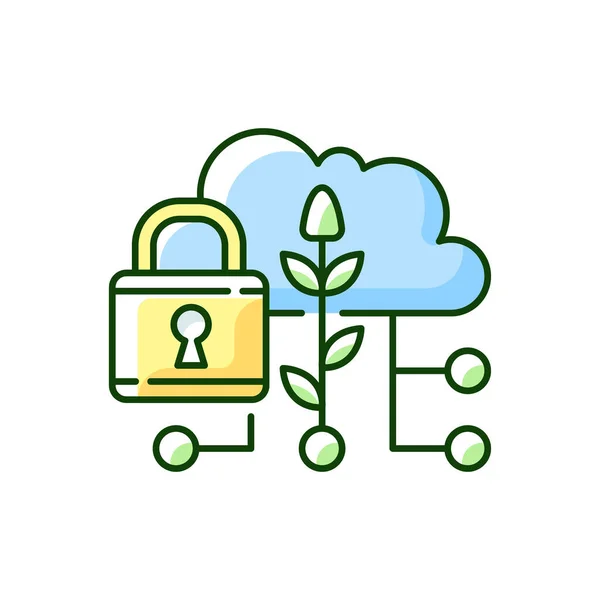 Data security in agriculture RGB color icon. Information protection. Smart farm. Cybersecurity in precision agriculture. Isolated vector illustration