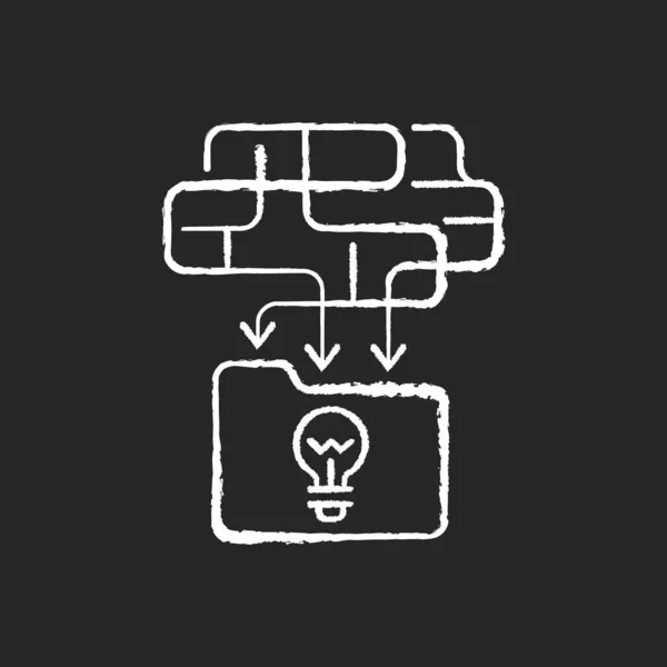 组织信息粉笔白色图标设置在黑色背景上 解决问题的创造性方法 创意思维和解决方案 很高的推理能力孤立的矢量黑板插图 — 图库矢量图片