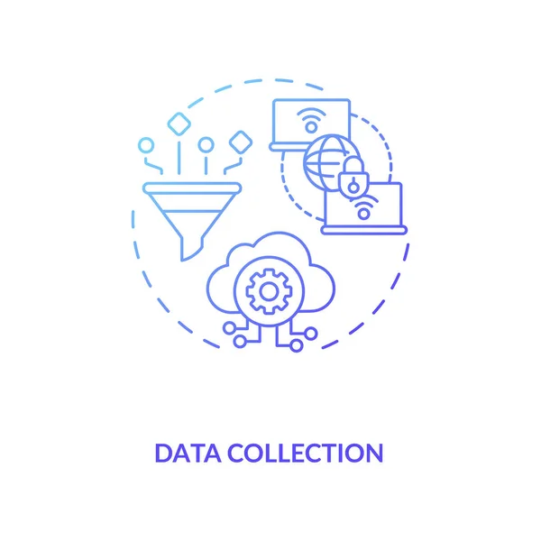 Icono Del Concepto Recolección Datos Ilustración Línea Delgada Del Tipo — Vector de stock