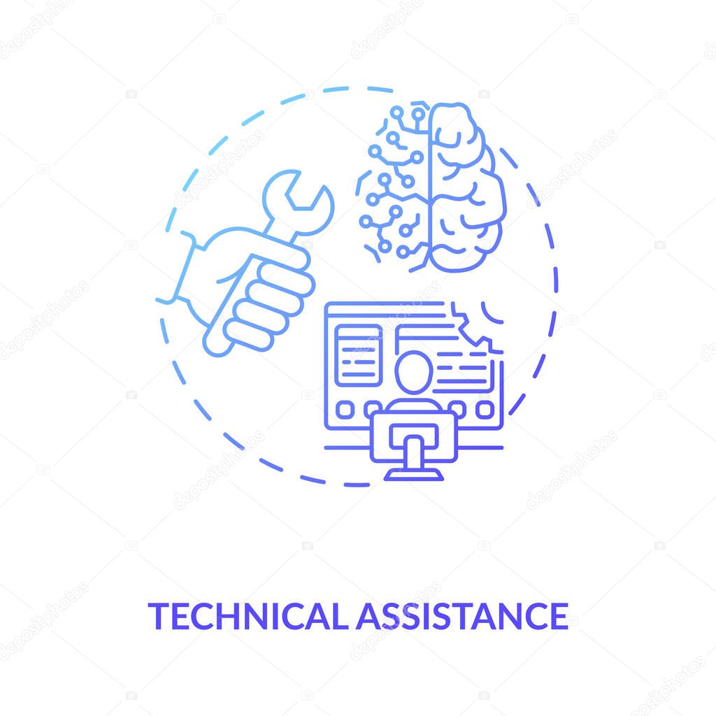 Technical assistance concept icon. Industry 4.0 design idea thin line illustration. Support operators. Solving urgent problems on short notice. Vector isolated outline RGB color drawing