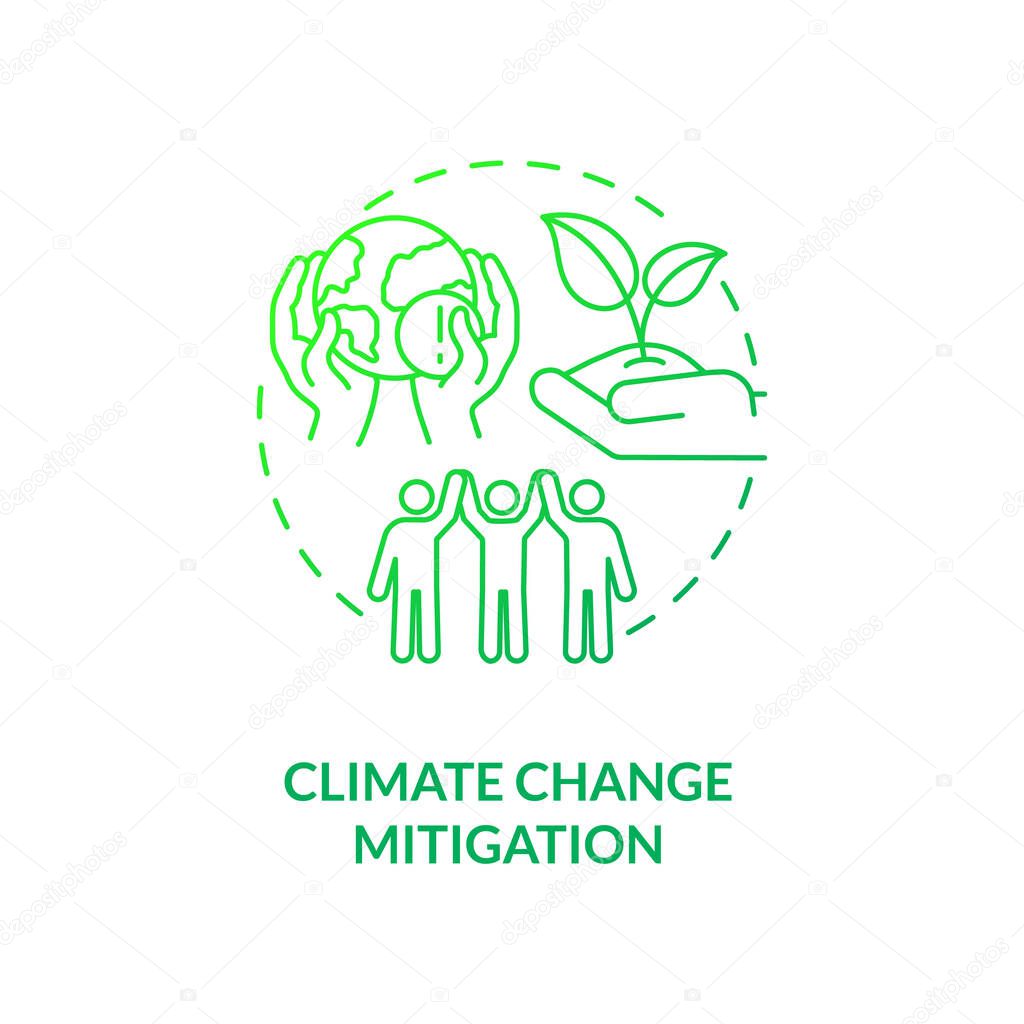 Climate change mitigation concept icon. Organic waste reduction benefit idea thin line illustration. Global warming rate. Long-term risks prevention. Vector isolated outline RGB color drawing
