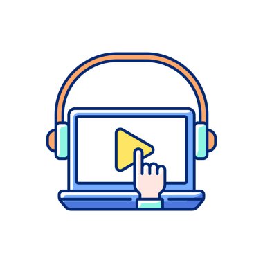 İstenilen Webinar RGB renk simgesi. Yeni pratik beceriler kazanıyorum. Antrenman. Pratik online ders. Profesyonel personel becerilerini geliştirmek için. İzole vektör illüstrasyonu