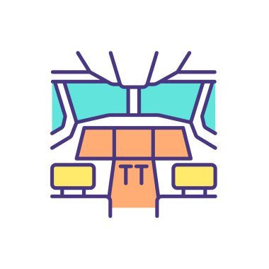 Uçak otomatik pilotu RGB renk simgesi. Otomatik uçak yönetimi. Uçuş planına uyuyorum. Sürekli elle kontrole gerek duymadan. Dengeleme uçağı hızı, yükseklik. İzole vektör illüstrasyonu