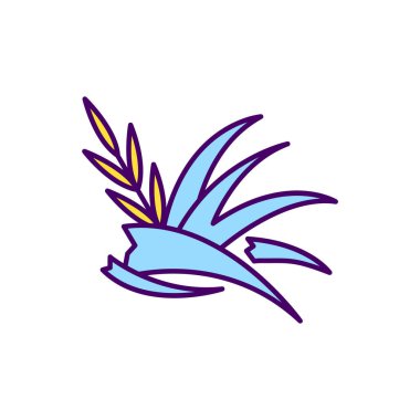 Bahçedeki yabani otları kontrol etmek RGB renk simgesi. Organik ot temizleme. Yürüme yollarında, garaj yollarında bitki örtüsü. Çiçekleri ve bitkileri otsuz bırakmak. Bahçe bahçesi için çim topluyorum. İzole vektör illüstrasyonu