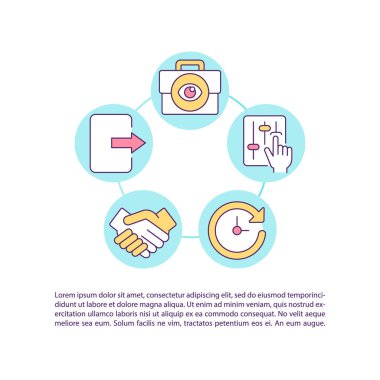 Sözleşme yenileme ve sonlandırma kavramı simgesi. Anlaşmanın sona ermesi, pazarlık. PPT sayfa vektör şablonu. Broşür, dergi, kitapçık tasarım ögesi doğrusal çizimler