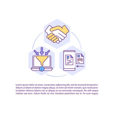 Sözleşme yönetimi konsepti için metin içeren yazılım. Yaratmak, uygulamak, anlaşmalar imzalamak. PPT sayfa vektör şablonu. Broşür, dergi, kitapçık tasarım ögesi doğrusal çizimler