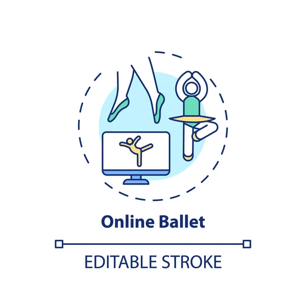 Online Ballet Concept Icon Remote Workout Program Idea Thin Line — Stock Vector