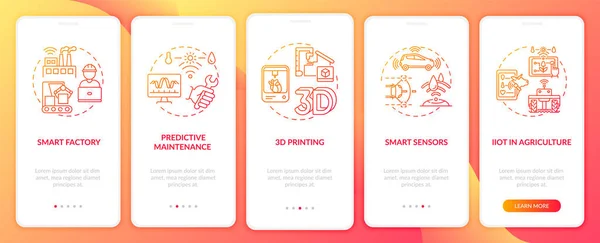 Industrie Tendances Onboarding Écran Page Application Mobile Avec Des Concepts — Image vectorielle