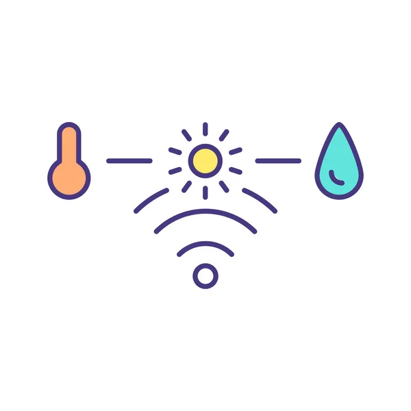 Realtime Weather Monitoring Rgb Color Icon Температура Качество Воздуха Уровень — стоковый вектор