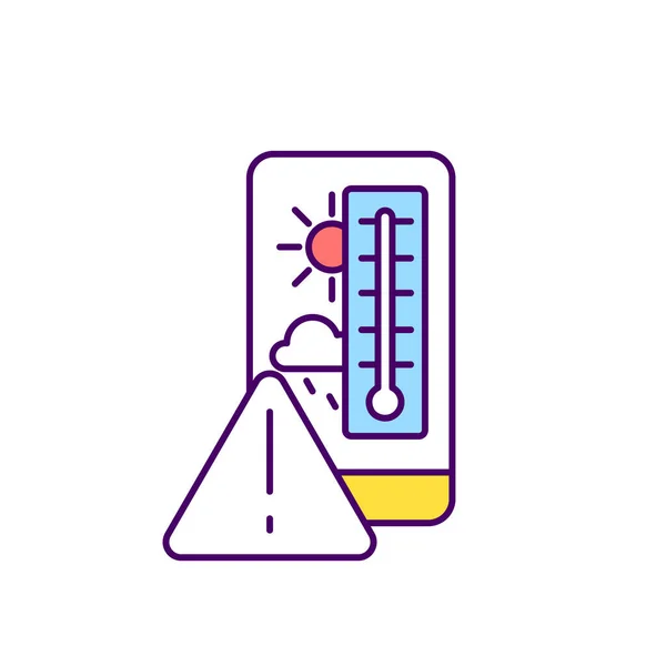 Hoge Omgevingstemperaturen Rgb Kleurenpictogram Extreme Temperatuur Veiligheid Gevaren Voor Het — Stockvector