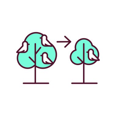 Öntanımlı RGB renk simgesi. Hayvan nüfusunun küresel olarak yok olması. Biyolojik çeşitlilik kaybı. Çevreye olumsuz etki. Vahşi yaşamı koruma. Ekosistem hasarı. İzole vektör illüstrasyonu