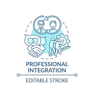 Parçaları birleştirme süreci konsept simgesi. İş kombinasyonu fikri ince çizgi çizimi. İş yapma ve geliştirme. Vektör izole edilmiş RGB renk çizimi. Düzenlenebilir vuruş