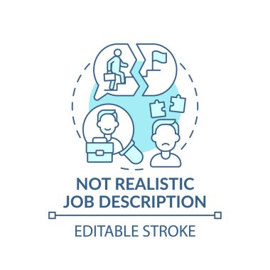 İşe alım konsepti ikonu bilgisi. Gerçekçi iş tanımı değil ince çizgi çizimi fikri. Rahatsız çalışma koşulları. Vektör izole edilmiş RGB renk çizimi. Düzenlenebilir vuruş