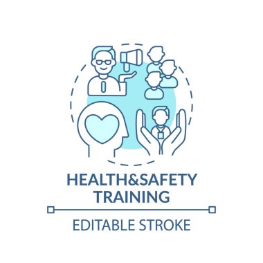 Güvenlik ve sağlık konsepti ikonu eğitimi. Bilgi ve beceri ince çizgi çizimi fikri. Dikkatli çalışın ve tehlike yaratmaktan kaçının. Vektör izole edilmiş RGB renk çizimi. Düzenlenebilir vuruş