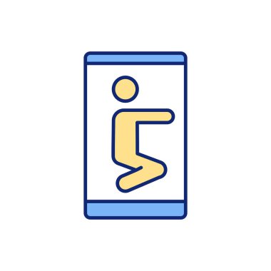 Ev uygulaması RGB renk simgesi. Sağlık tavsiyeleri ve fitness egzersizleri. Kas yapısını ve gücünü geliştiriyor. Hedeflere doğru ilerliyoruz. Daha iyi koordinasyon ve esneklik. İzole vektör illüstrasyonu