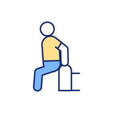 Koltuk meydan okuma RGB renk simgesi. Alt vücut hareketi. Yağ püskürten kardiyo hareketleri. Evde günlük antrenman rutini. Dörtlülerle, kasıklarla ve kalçalarla çalışmak. İzole vektör illüstrasyonu