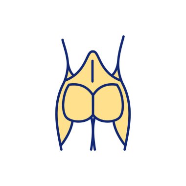 Tightening buttocks muscles RGB color icon. Butt exercises. Cellulite-busting routine. Burning fat and calories. Toning glute muscles. Lower back pain prevention. Isolated vector illustration