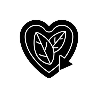 Lütfen simge simgesini geri dönüştür. Doğal kozmetik üretimi. Ekoloji hareketi. Sorunları ve çözümleri geri dönüştür. Beyaz uzayda siluet sembolü. Vektör izole illüstrasyonu