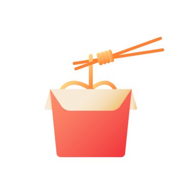 Wok noodles vector flat color icon. Asian, oriental cuisine. Chinese food. Take away. Take out meal. Fast food delivery. Cartoon style clip art for mobile app. Isolated RGB illustration vector