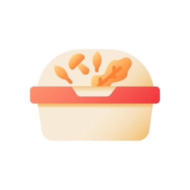 Salad take out vector flat color icon. Plastic container. Autumn seasonal menu. Take away order. Meal storage. Fast food delivery. Cartoon style clip art for mobile app. Isolated RGB illustration vector