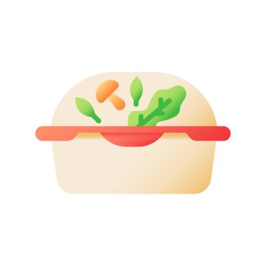 Healthy meal takeout vector flat color icon. Catering service. Food delivery. Vegetarian dinner for take away. Salad in plastic box. Cartoon style clip art for mobile app. Isolated RGB illustration vector