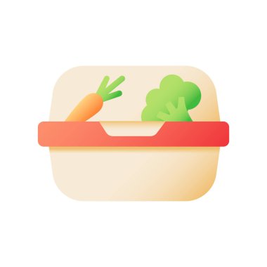 Vegan meal takeout vector flat color icon. Diet option, takeaway order. Healthy food for take out. Catering service, dinner delivery. Cartoon style clip art for mobile app. Isolated RGB illustration vector
