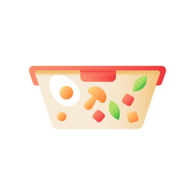 Food delivery vector flat color icon. Healthy meal for take out. Dinner for take away. Plastic box with vegetarian food. Cartoon style clip art for mobile app. Isolated RGB illustration vector