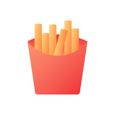 French fries vector flat color icon. Fried potatoes in carton box. Take out meal. Take away menu. Fast food delivery. Cartoon style clip art for mobile app. Isolated RGB illustration vector