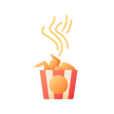 Takeout chicken wings vector flat color icon. Hot meal. Fast food delivery. BBQ wings in basket. Fried chicken in bucket. Cartoon style clip art for mobile app. Isolated RGB illustration vector