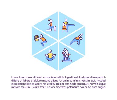 Metinli ev fitness konsepti simgesi. Kendi ev PPT sayfa vektör şablonunda çalışmak için proffesional ekipman alınıyor. Broşür, dergi, kitapçık tasarım ögesi doğrusal çizimler