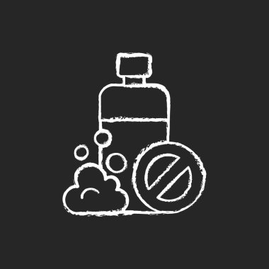 Siyah arkaplanda ücretsiz tebeşir beyazı simgesi. Zararlı kimyasal katkı maddeleri olmadan kozmetik ürünleri yaratmak. Doğal kozmetikler. Ekoloji hareketi. İzole edilmiş vektör karatahta çizimi