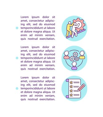 Metinli iş gücü konsepti simgesi. İş yönetimi, optimizasyon. İş grubu. İnsan kaynakları. PPT sayfa vektör şablonu. Broşür, dergi, kitapçık tasarım ögesi doğrusal çizimler