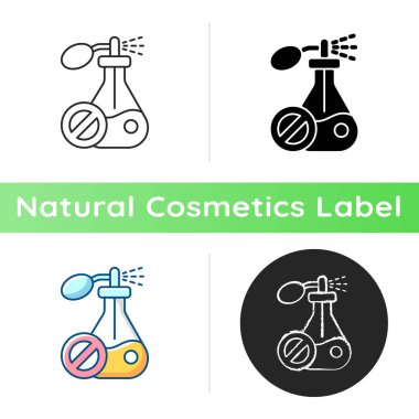Sentetik parfüm ikonu yok. Doğal kozmetik üretimi ve saf gerekli yağlar. Profesyonel cilt bakımı. Lineer siyah ve RGB renk stilleri. İzole vektör çizimleri