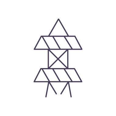 Enerji kulesi doğrusal simgesi. İnce çizgi özelleştirilebilir illüstrasyon. Güç üretim cihazı. Güneş ve rüzgar enerjisinin birleşimi. Contour sembolü. Vektör izole çizim. Düzenlenebilir vuruş