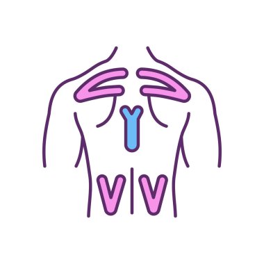 Sırt ağrısı giderici RGB renk simgesi. Gerginliği ve kasları azaltıyor. Kas performansını arttırın. Kronik kas-iskelet ağrısını azaltıyorum. Şişliği temizliyorum. İzole vektör illüstrasyonu