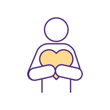 Kendini affeden RGB renk simgesi. Pozitif tutumlar. Erteleme azaltımı. Refah ve verimlilik gelişimi. Olumsuz duyguların ve genel acının üstesinden gelmek. İzole vektör illüstrasyonu