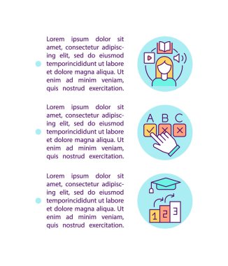 Metinli akıllı ders yapısı konsepti simgesi. Özel dil öğrenme okulları oluşturma. PPT sayfa vektör şablonu. Broşür, dergi, kitapçık tasarım ögesi doğrusal çizimler