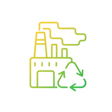 Gradyan doğrusal vektör simgesi geri dönüşümü. Atık maddeleri yeni nesnelere dönüştürülüyor. İyileşme ve yeniden işleme. İnce çizgi renkli semboller. Modern tarz pictogram. Vektör izole çizimi