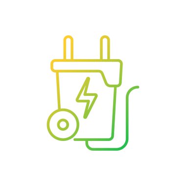 Atık-enerji gradyan doğrusal vektör simgesi. Atık enerjisi. Yakıt kaynağına işleniyor. Çöp ve çöp. İnce çizgi renkli semboller. Modern tarz pictogram. Vektör izole çizimi